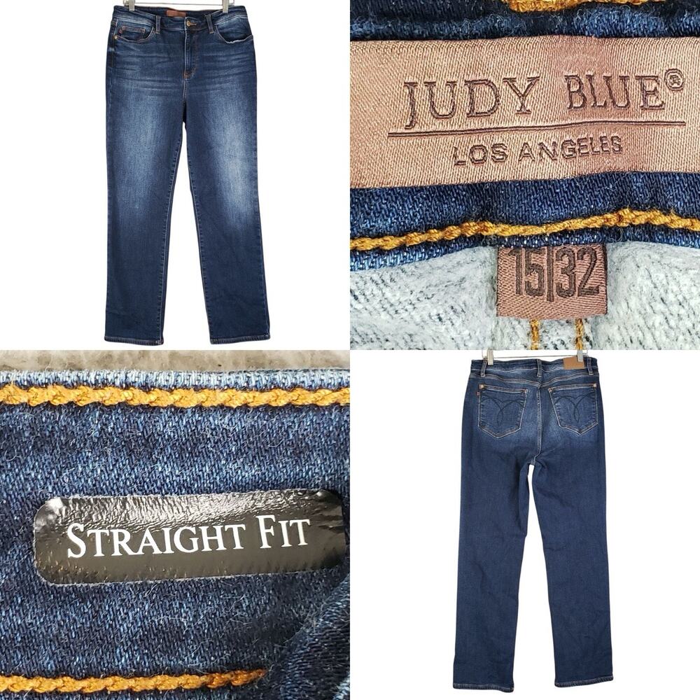 Judy Blue Jeans Womens Size 15/32 Blue Medium Wash Relaxed Straight High Rise